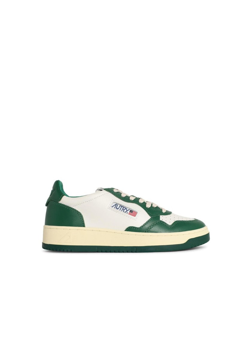 Autry Green And White Leather Medalist Sneakers