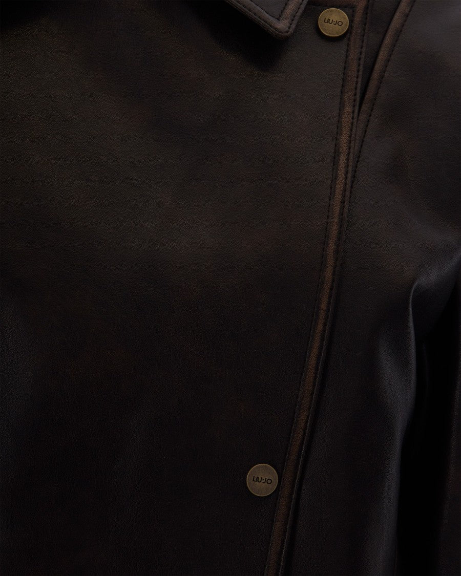 Liu Jo Deep Brown Shirt Collar Bomber Jacket