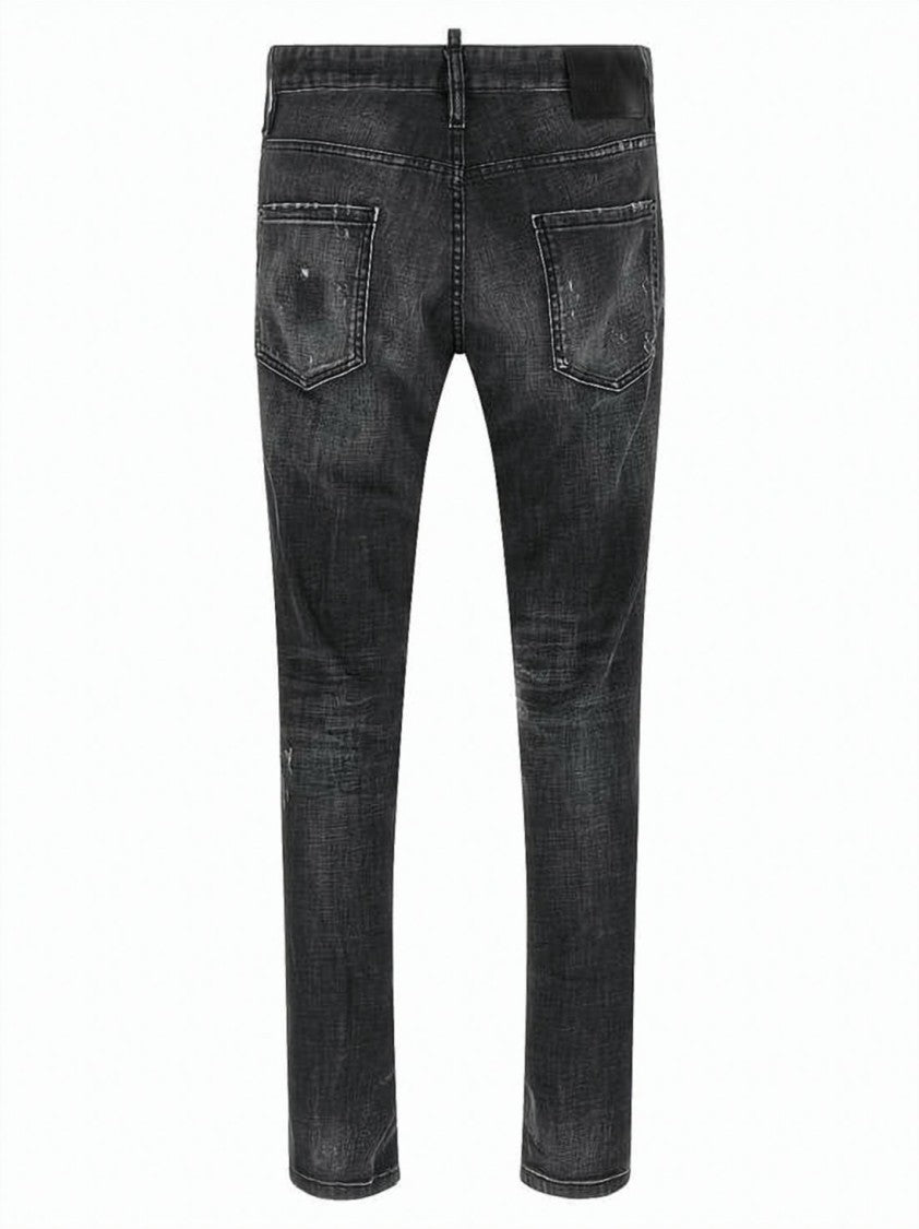 Dsquared2 Black Slim Fit Distressed Denim Pants