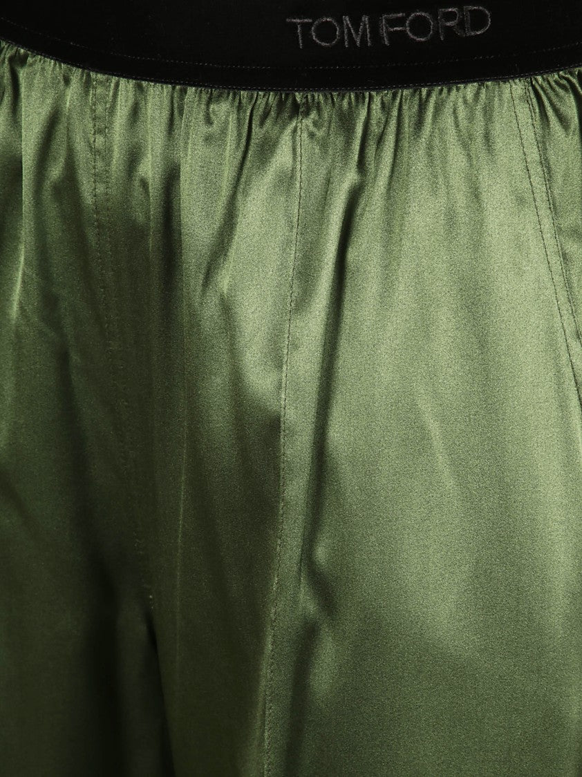 Tom Ford Smooth Silk Trousers With Logo Lettering