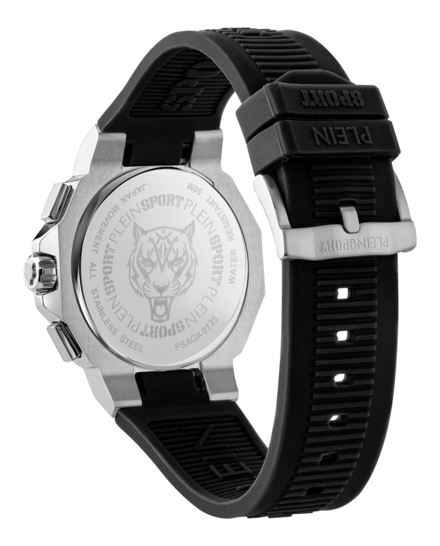 Plein Sport Titan Chronograph Watch With Black Guilloche Dial