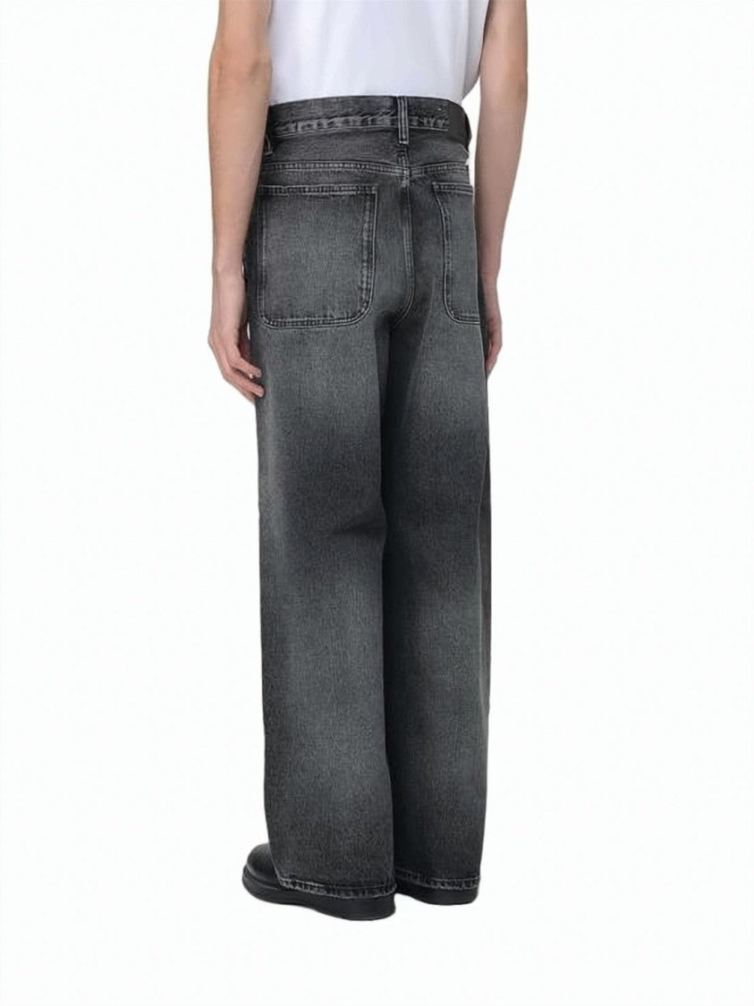 Sunflower Relaxed Wide-Leg Denim Pants With Faded Wash