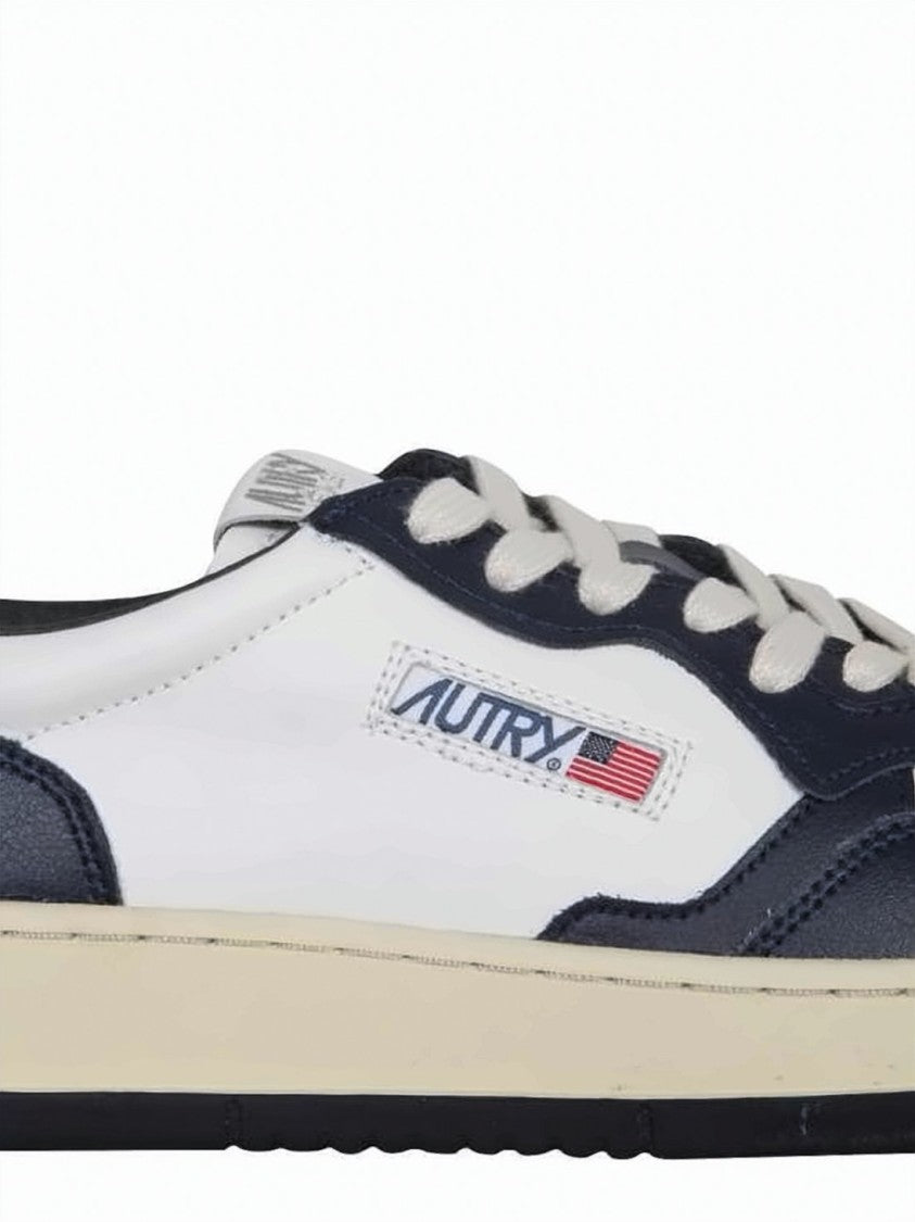 Autry Low-Top Sneakers With Navy Overlays And Flag Motif