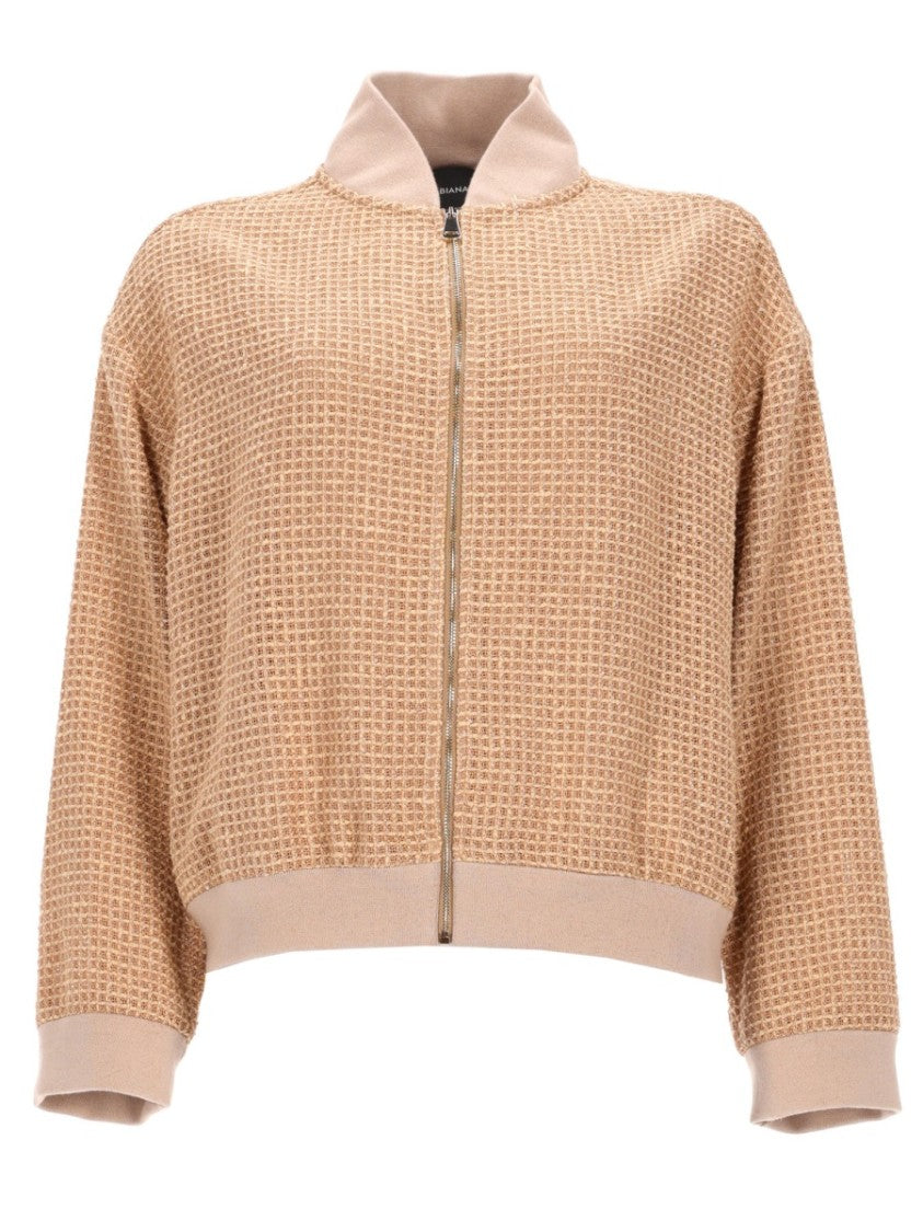 Fabiana Filippi Waffle Knit Cropped Bomber Jacket
