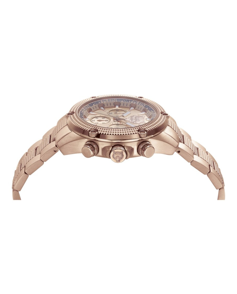 Plein Sport Chronograph Watch With Rose Gold Case And Bracelet