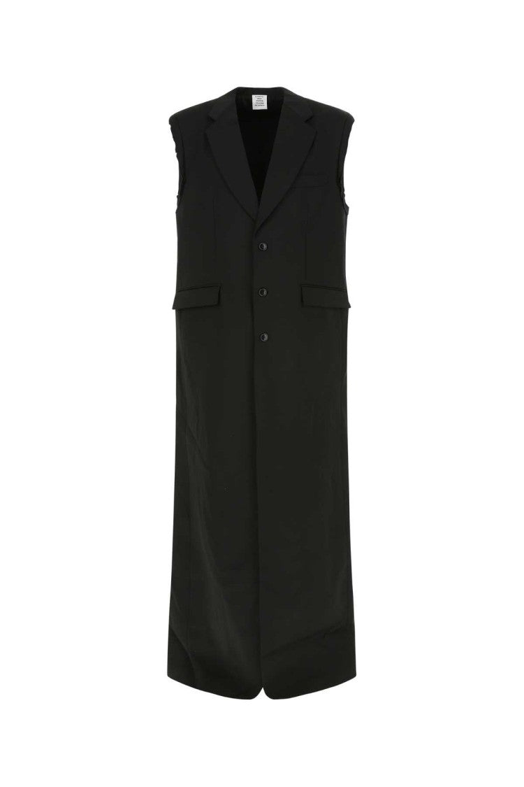 Vetements Black Stretch Wool Coat