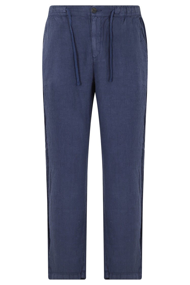 Roy Roger's Navy Blue Portofino Drawstring Waist Linen Chino Pants