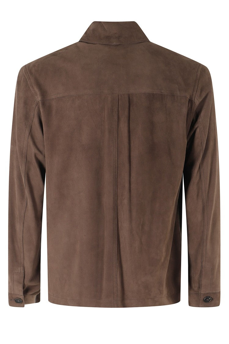 Hcr Brown Chest Pocket Suede Shirt Jacket
