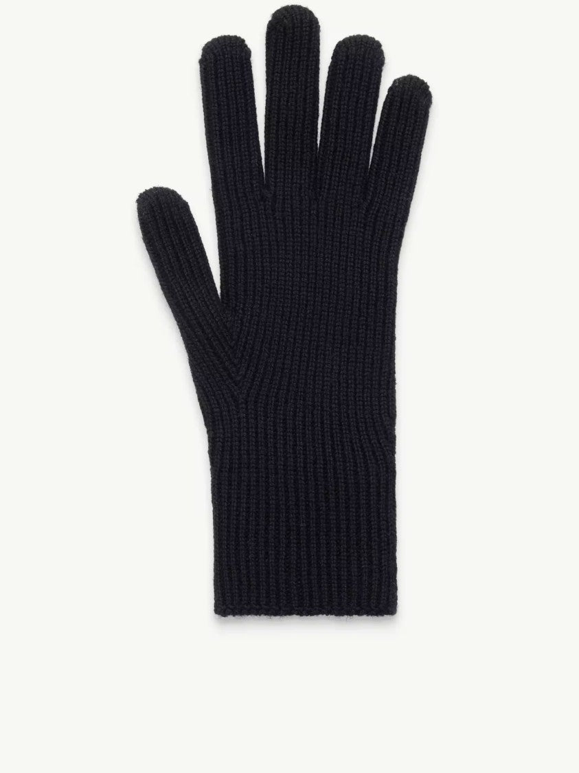 Moncler Ribbed Knitted Embroidered Logo Gloves