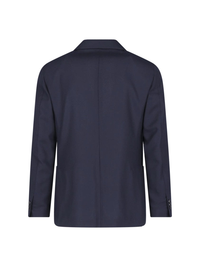 Lardini Navy Single-Breasted Notch-Lapel Virgin Wool Blazer