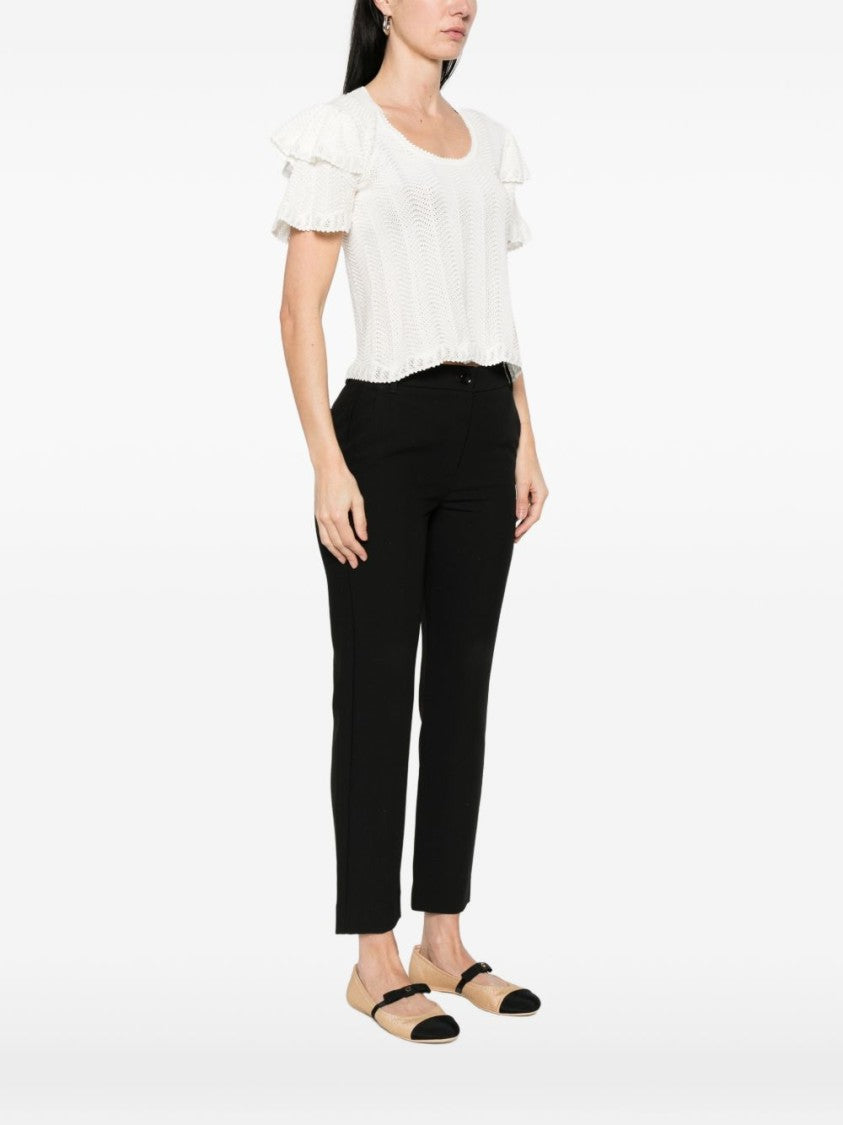 Twin-Set White Ruffle Detail Sweater