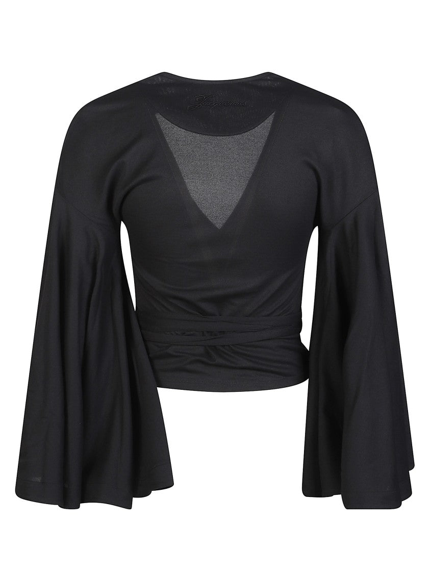 Jacquemus Black Wrap Design Cotton Top