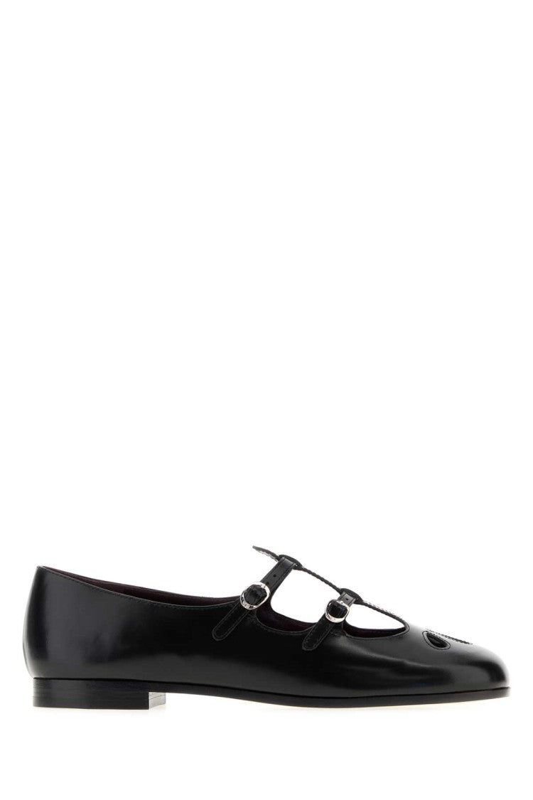 Tory Burch Black Leather Violet Ballerinas