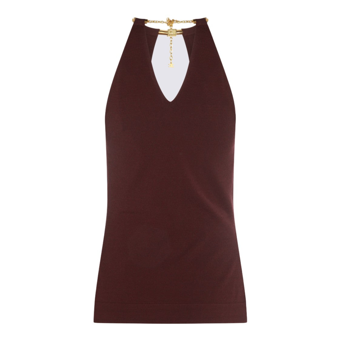 Elisabetta Franchi Burgundy Sleeveless Top