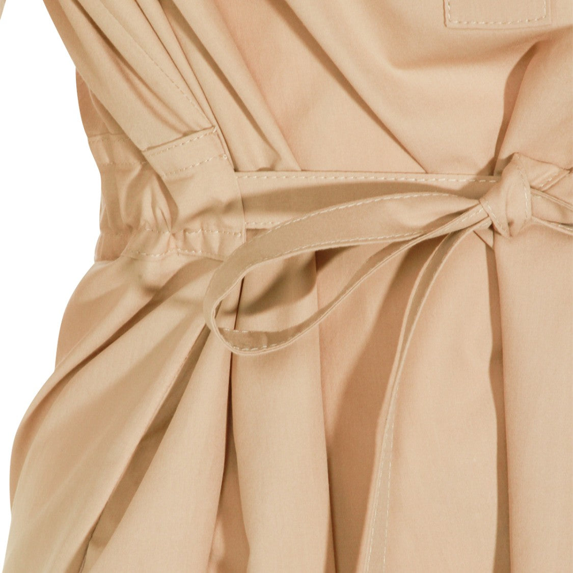 Fabiana Filippi Beige Cotton Midi Dress With Classic Collar And Matchy Belt