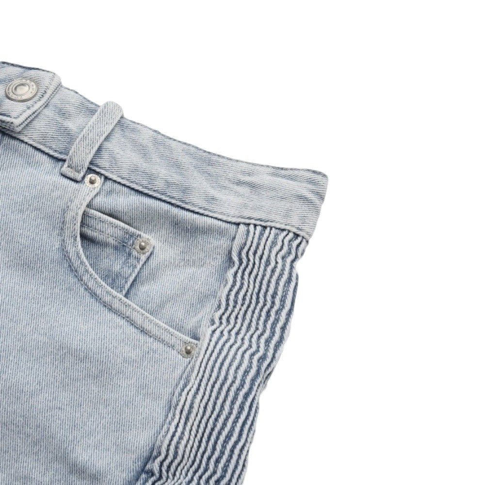 Isabel Marant Light Washed Denim Mini Skirt With Vertical Stitching