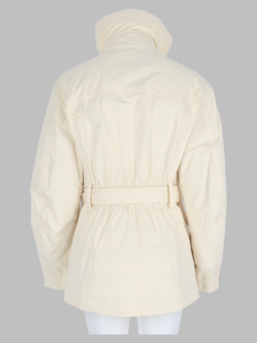 Moncler Grenoble White Belted High-Collar Sports Jacket