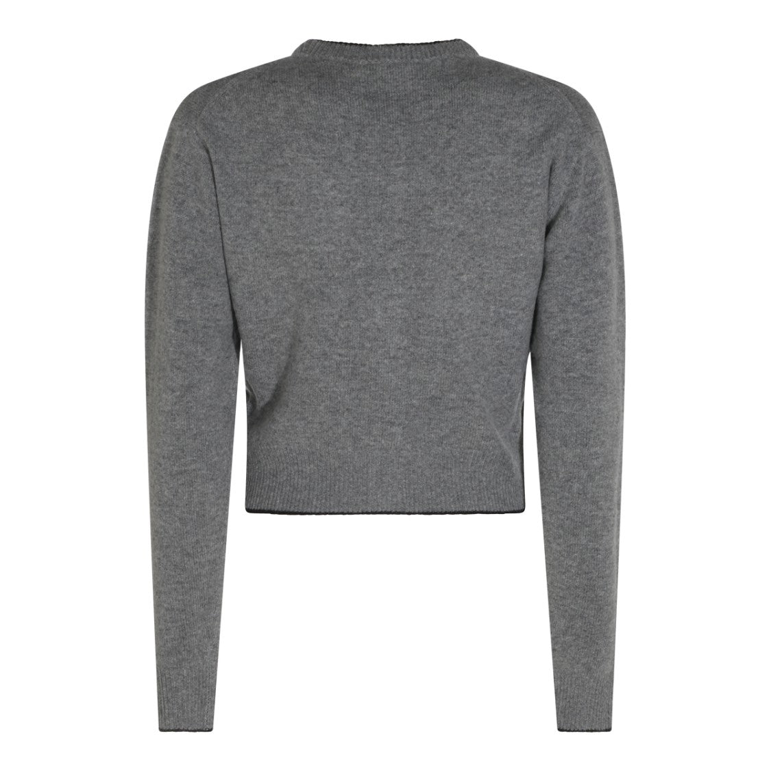 Chloé Round Neck Grey Wool Knit Sweater With Heart Logo Detail
