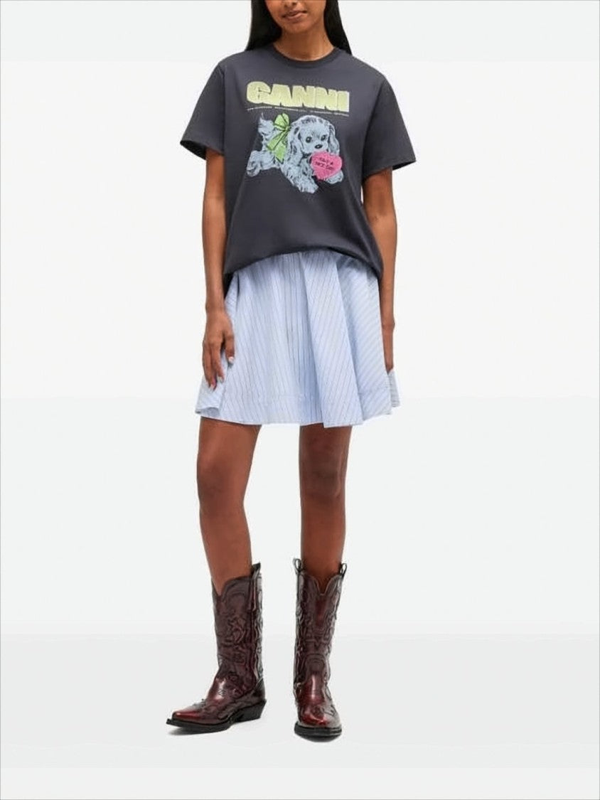 Ganni Relaxed Fit Graphic Black T-Shirt