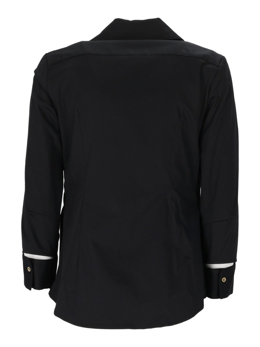 Elisabetta Franchi Black Shirt With Deep V-Neckline And Metallic Embellishments
