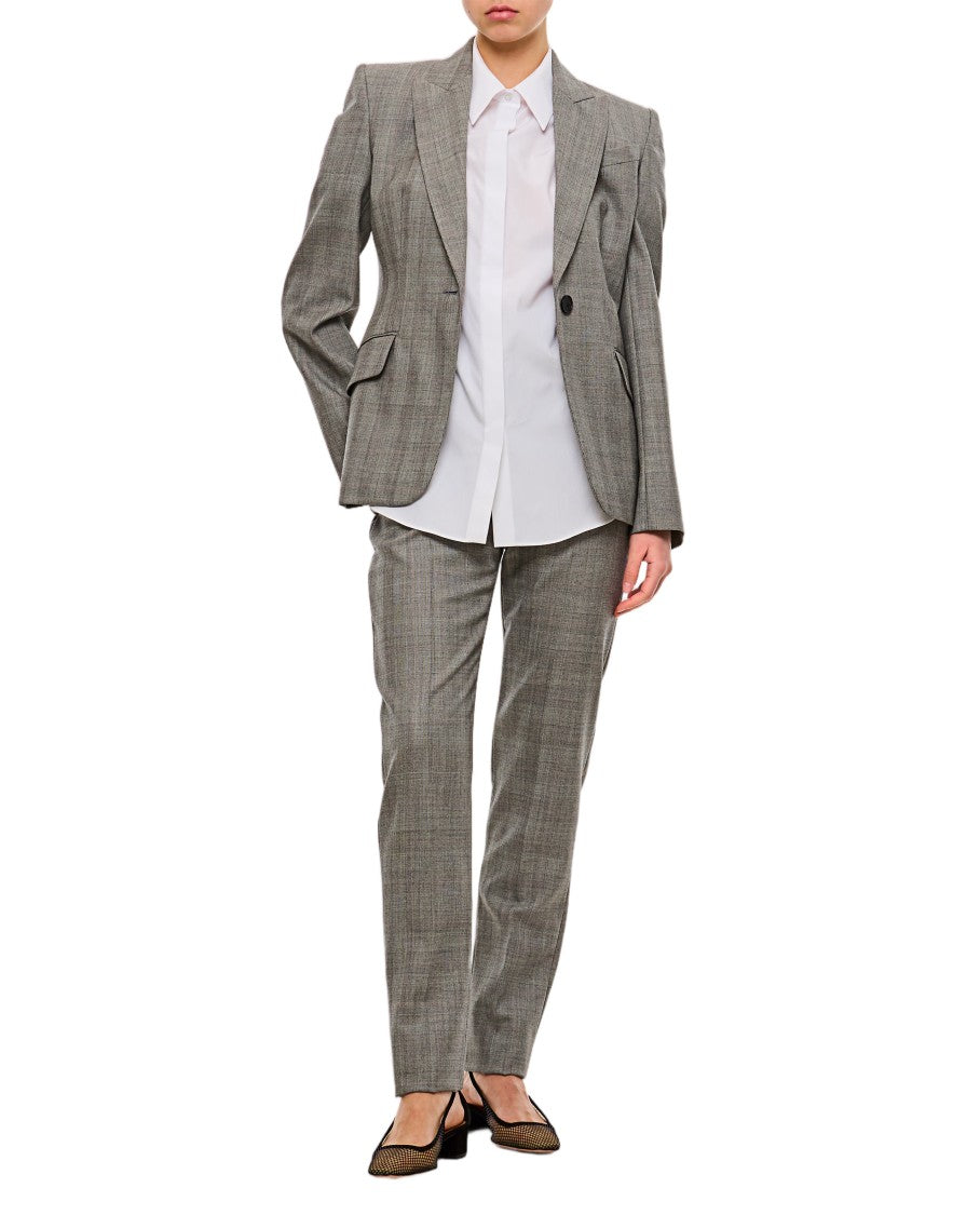 Alexander Mcqueen High-Waisted Slim Fit Pants With Multicolor Plaid Pattern