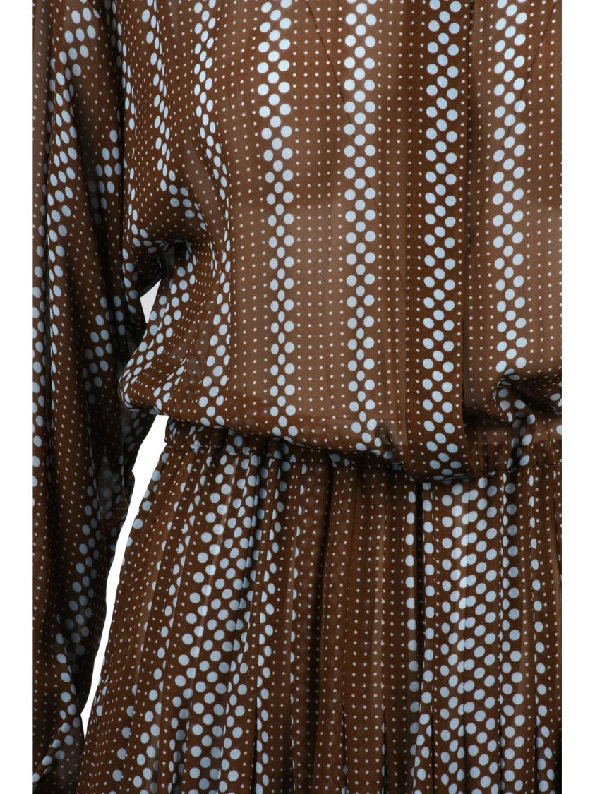 Crida Pleated Maxi Dress With Button-Up Front And Side Pockets