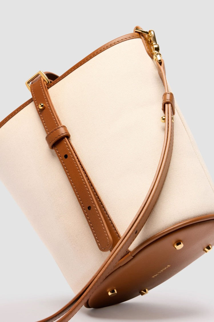 Patou Small Leather And Canvas Bucket Handbag