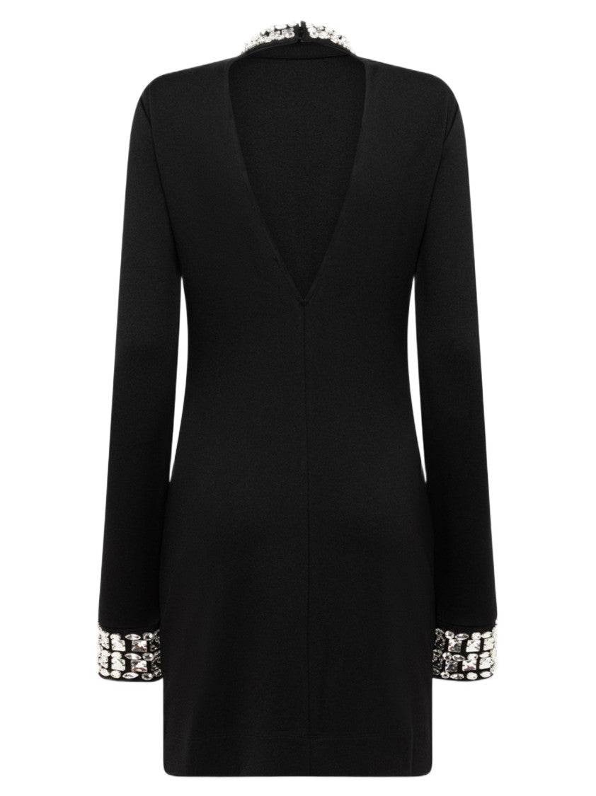 Blugirl Black Mini Dress With Silver Embellishments And V-Cut Back