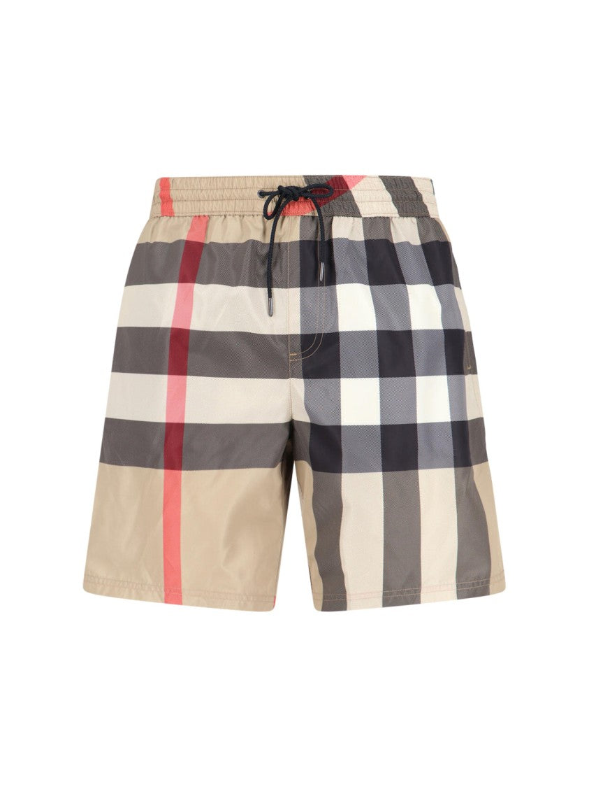 Burberry “Check” Drawstring Swim Shorts – Multicolor