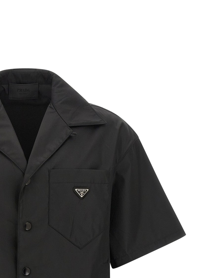 Prada Re-Nylon Bowling Shirt With Enamelled Logo
