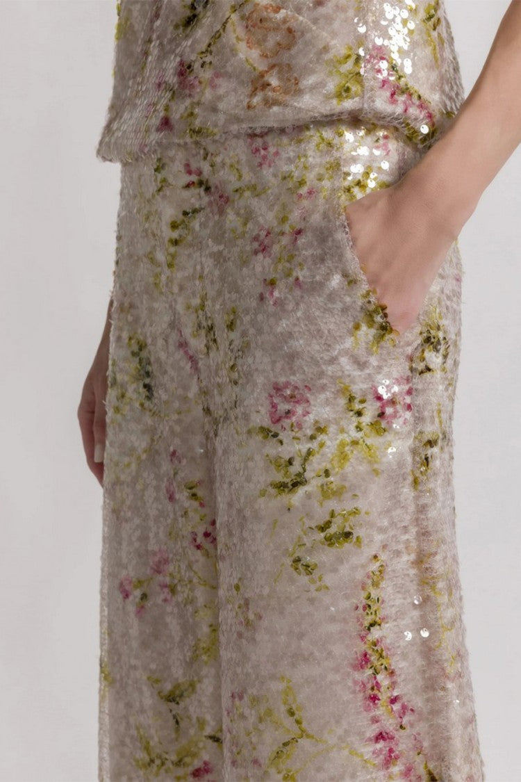 Alberta Ferretti Multicolor Cotton-Blend Wide-Leg Pants