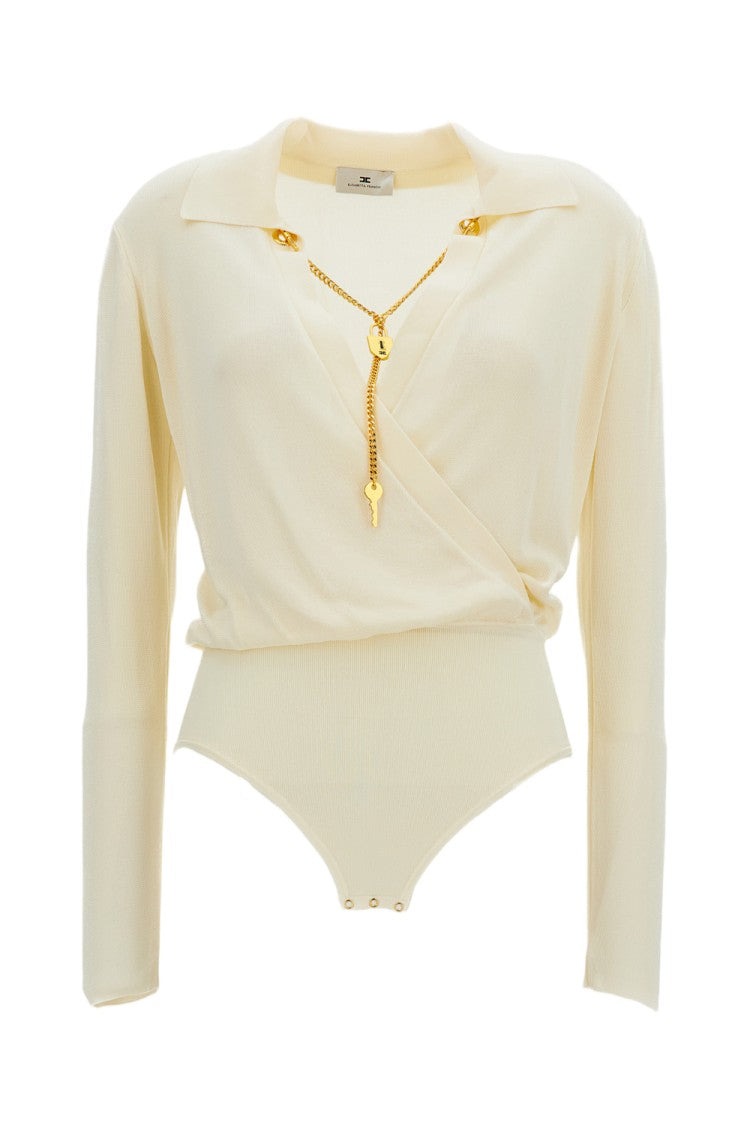 Elisabetta Franchi White Body Tricot Viscose Bodysuit