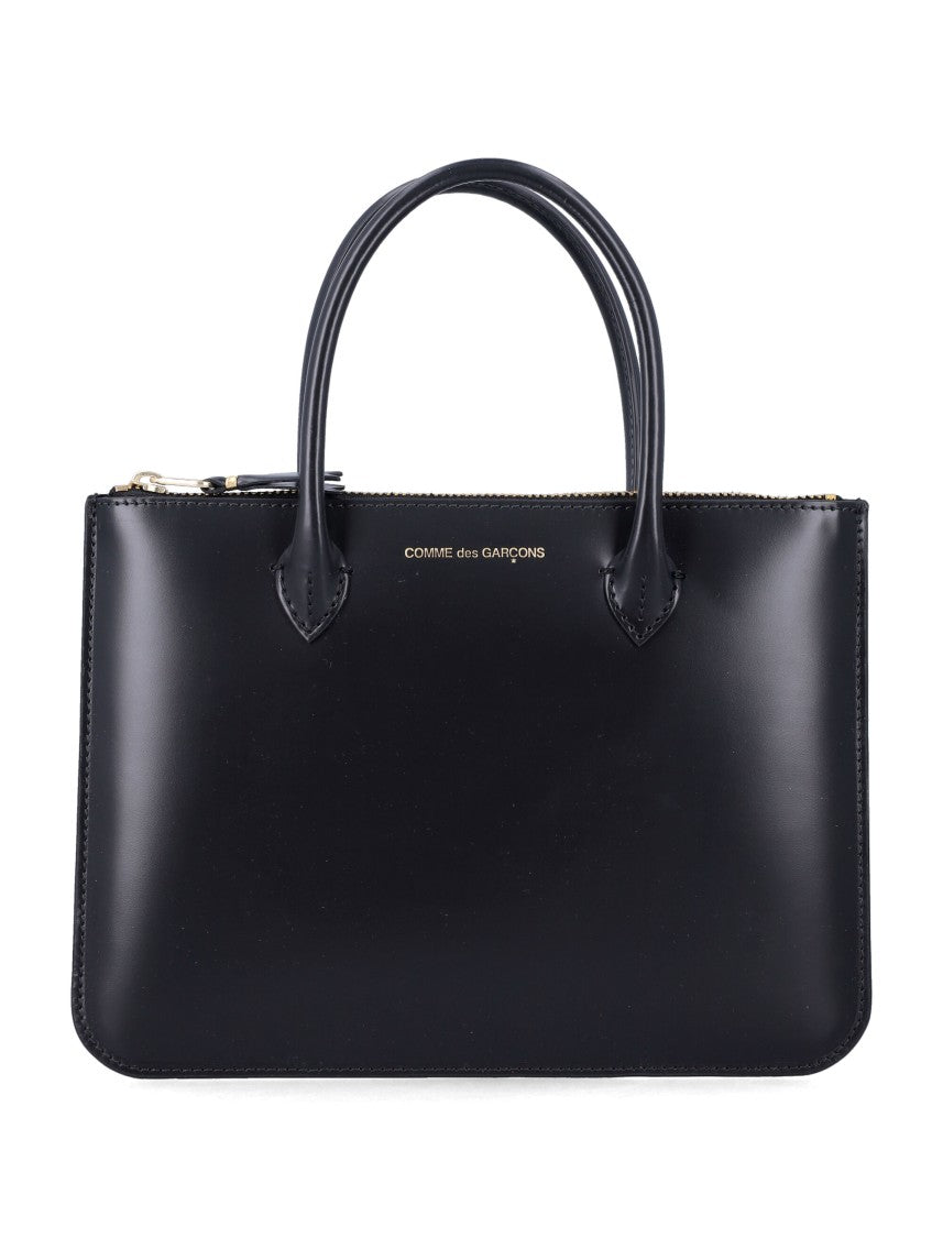 Comme Des Garçons Compact Black Smooth Leather Tote