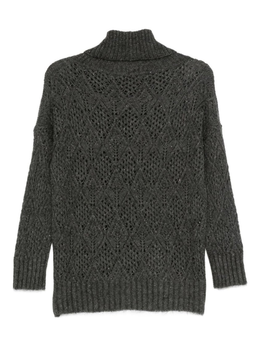 D. Exterior Classic Grey Knit Sweater With Ribbed Cuffs