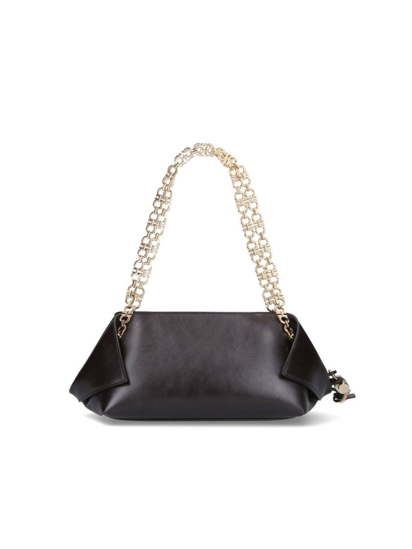 Ferragamo Structured Brown Handbag With Design