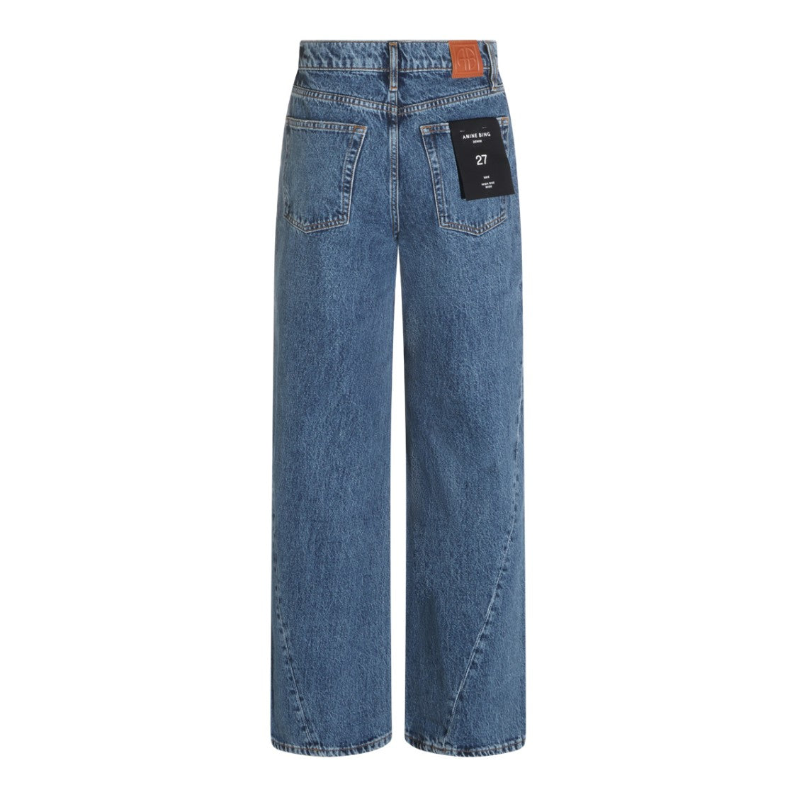 Anine Bing High-Waisted Blue Cotton Wide-Leg Jeans