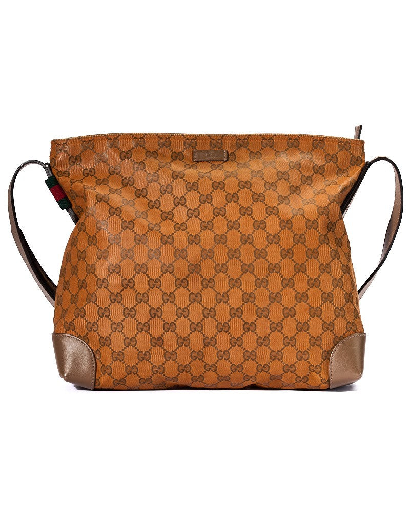 Gucci Large Gg Supreme Crossbody Bag In Orange