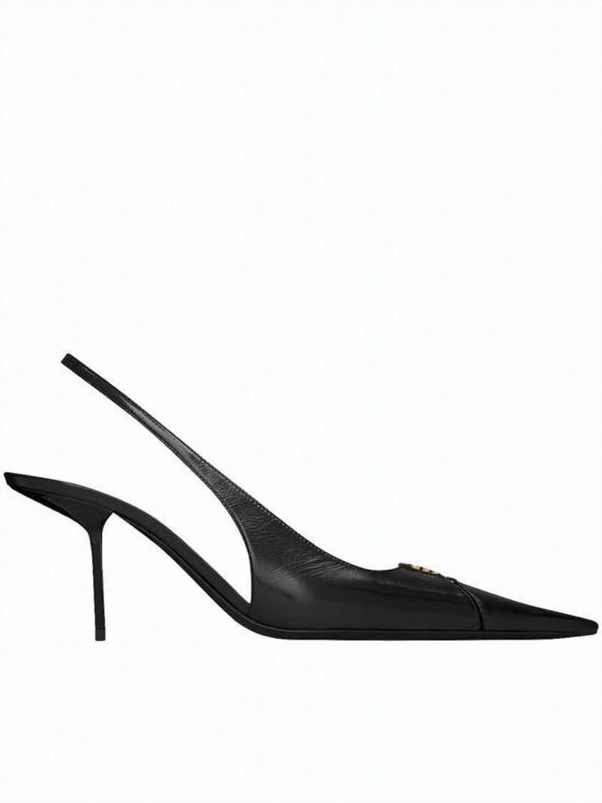 Saint Laurent Pointed-Toe Slingback Heels In Smooth Calf Leather