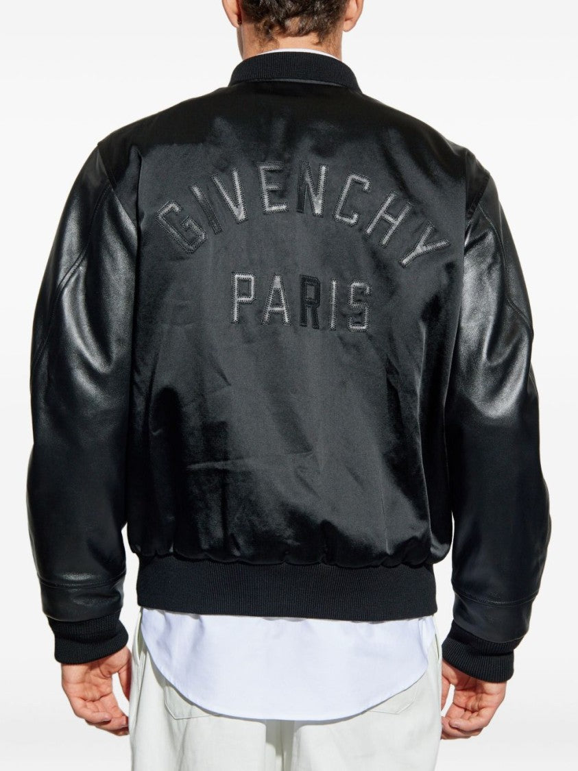 Givenchy Black Baseball Collar Ribbed Zip Jacket