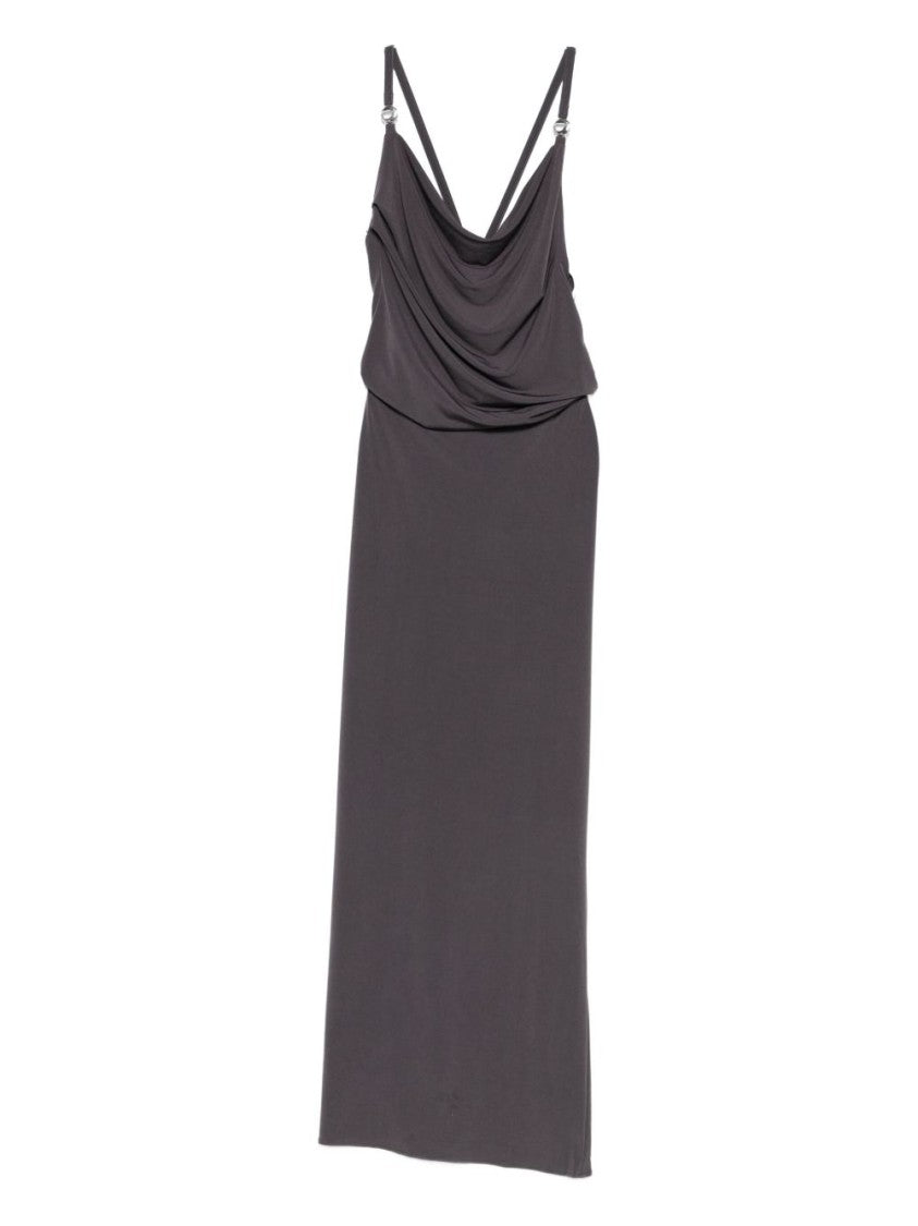 Coperni Brown Draped Maxi Length Jersey Dress
