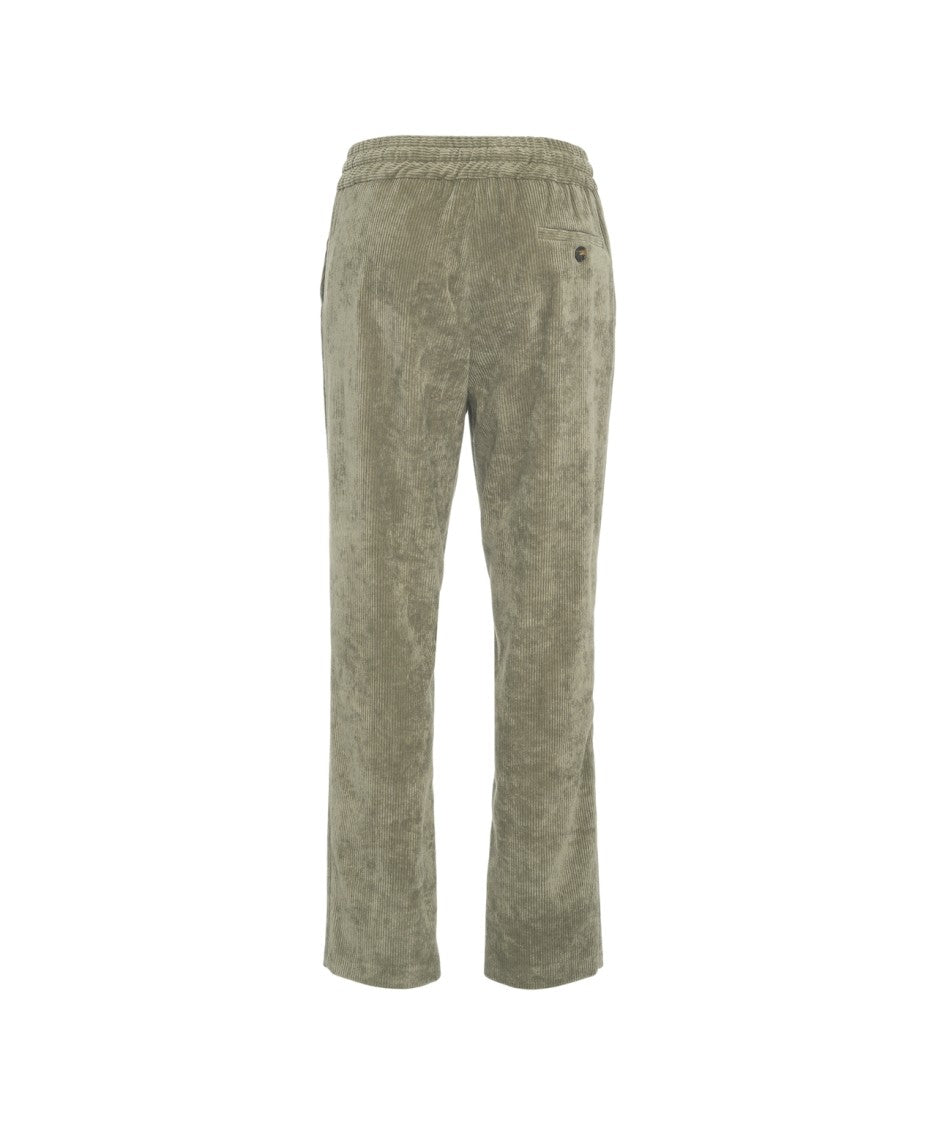 Gender Green Corduroy Trousers With Straight Cut