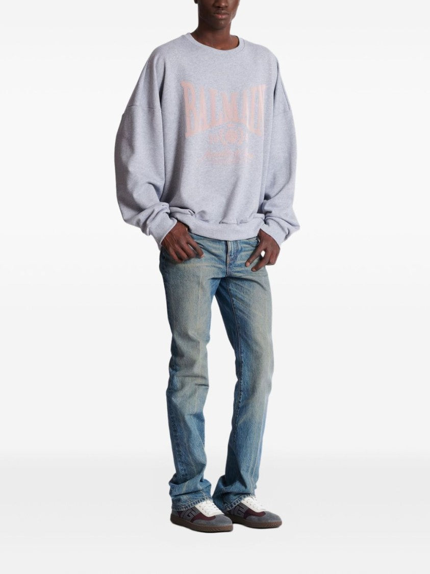 Balmain Grey Silk And Nylon Blend Oversized Sweater
