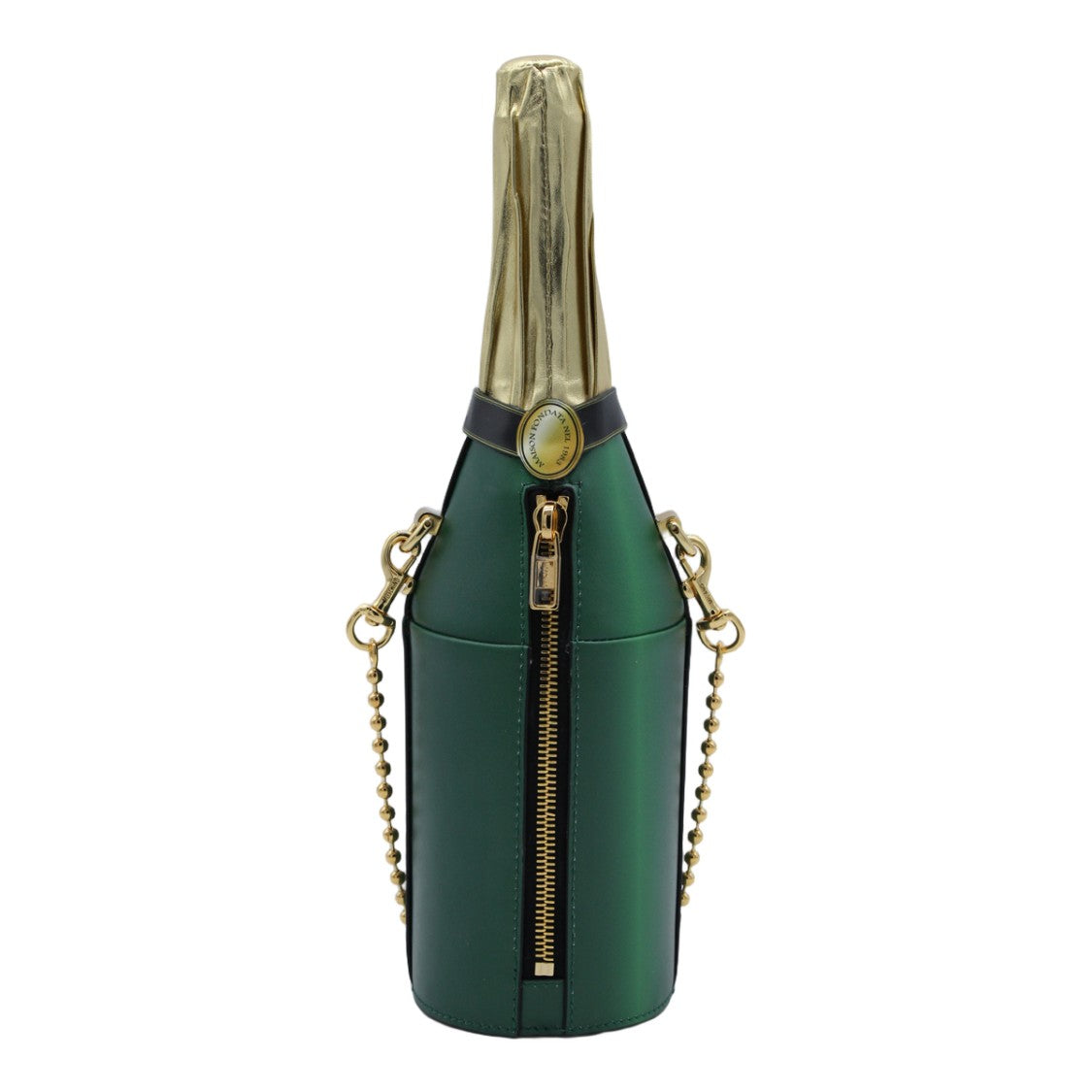 Moschino Champagne Bottle-Inspired Green Handbag