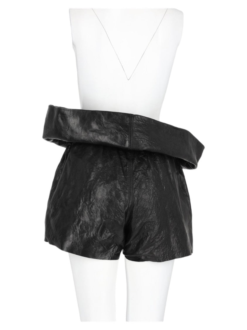 Rick Owens Black High-Waisted Lambskin Leather Shorts