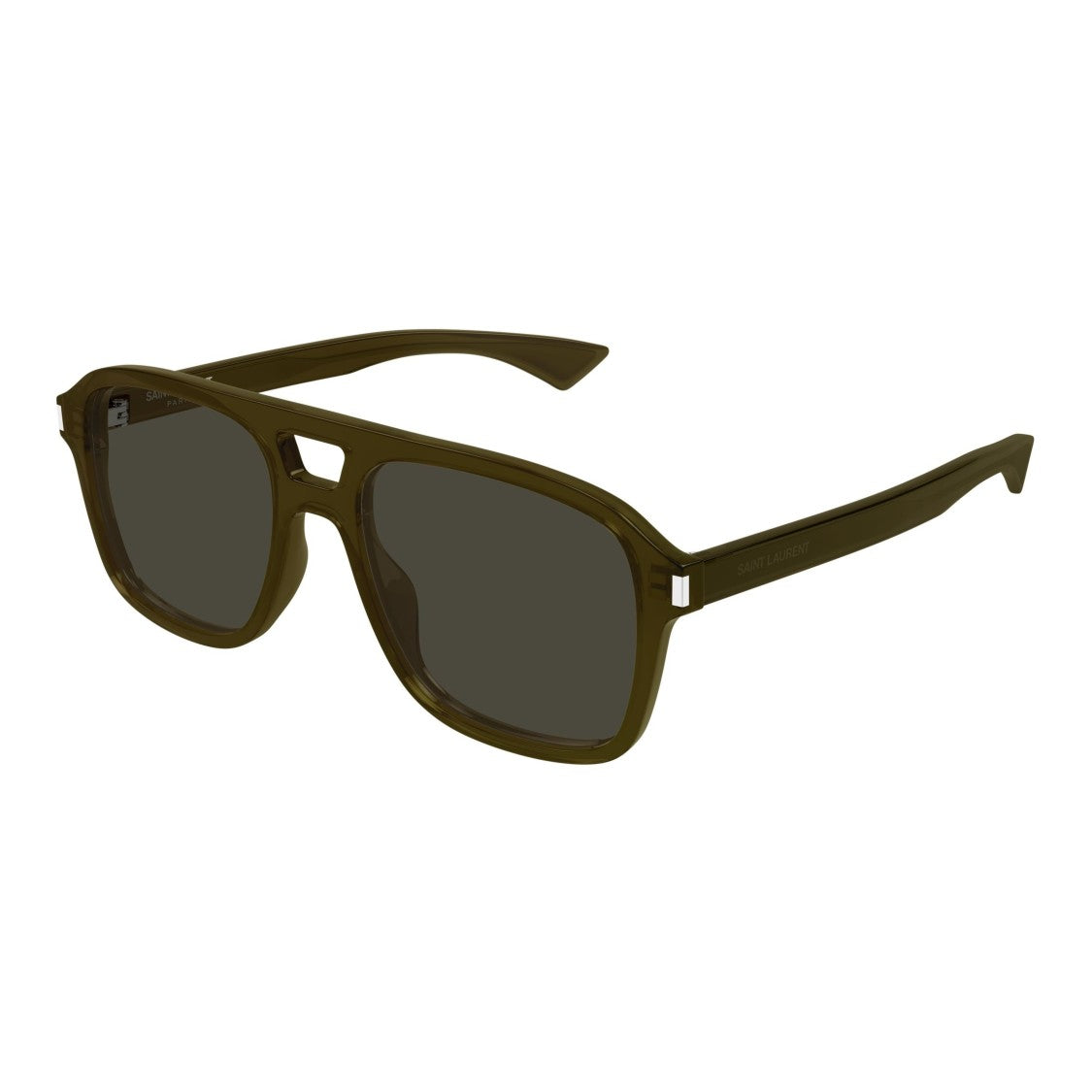 Saint Laurent Squared Frame Sunglasses With Double Bridge And Tinted Lenses
