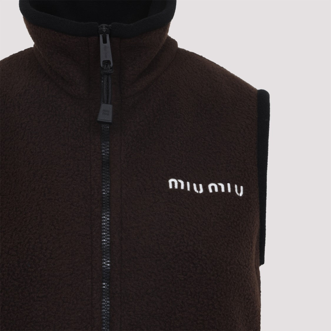 Miu Miu Ebony Brown Mini Dress With Stand-Up Collar