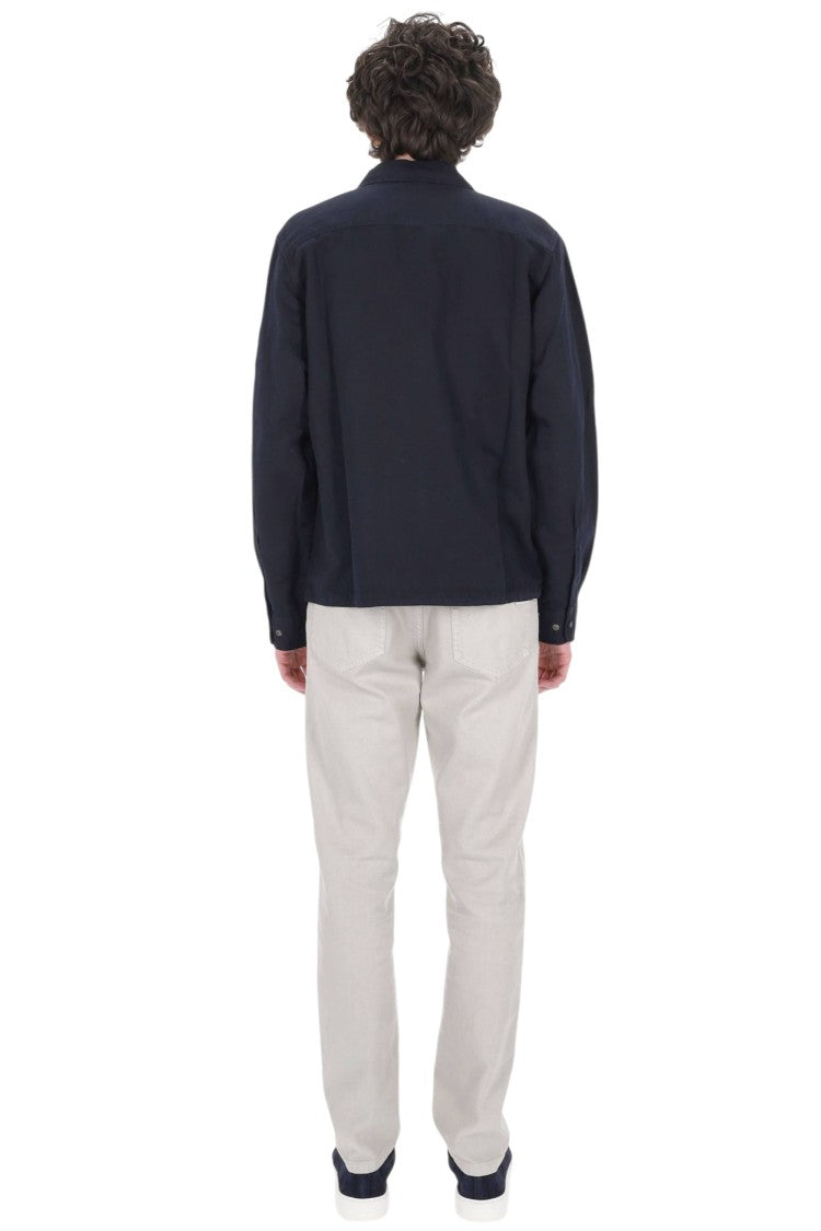 C.P. Company Blue Cotton-Linen Zip Overshirt Jacket