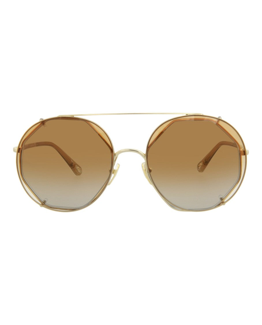 Chloé Round-Frame Sunglasses With Metal Construction And Acetate Temples