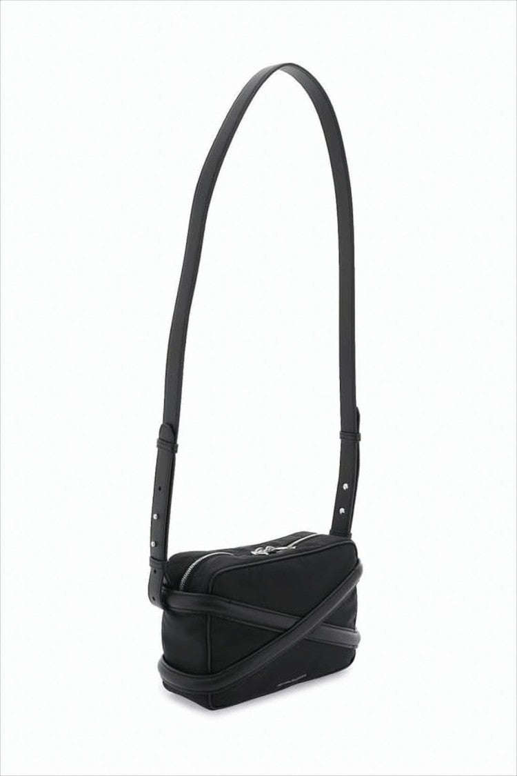 Alexander Mcqueen Rectangular Black Crossbody Bag With Leather Trim