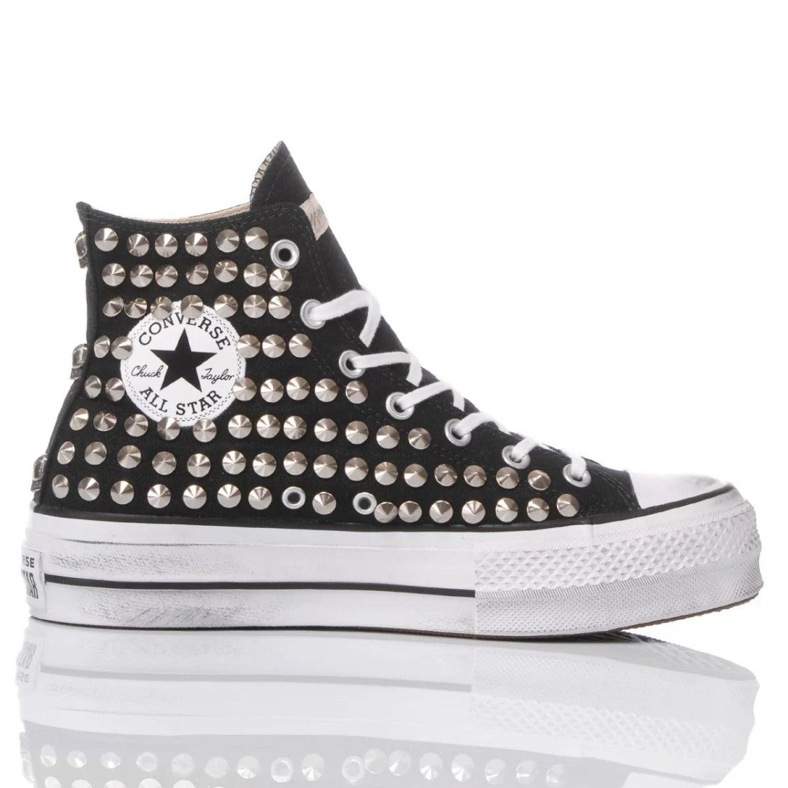 Converse High-Top Platform Sneakers With Metallic Stud Accents